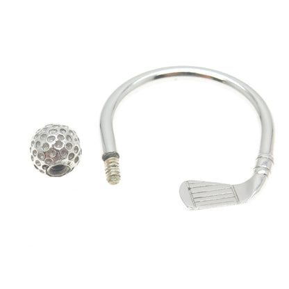 925 Sterling Silver Vintage Gold Club Screw-Off Key Ring Holder
