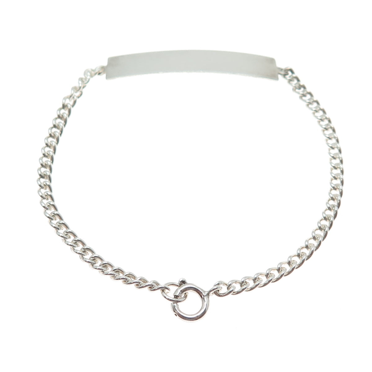 925 Sterling Silver Vintage Curb Link ID Bracelet 7.25"