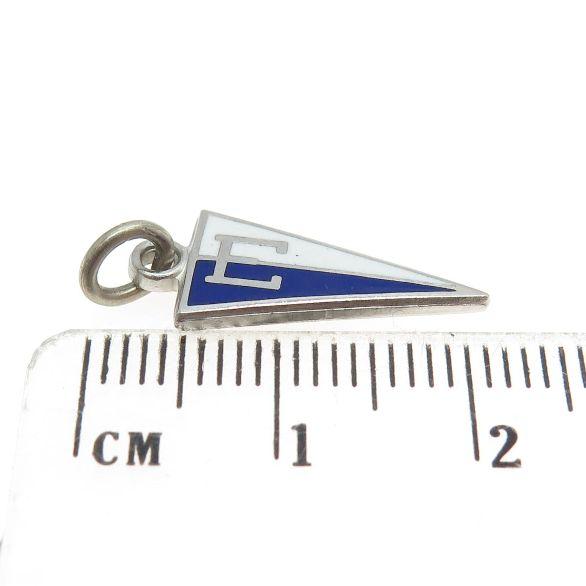 925 Sterling Silver Vintage Enamel "E" High School Charm Pendant