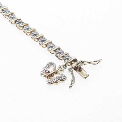 ROSS SIMONS Sterling Gold Plated Real Diamond Accent Tennis Link Bracelet 7"