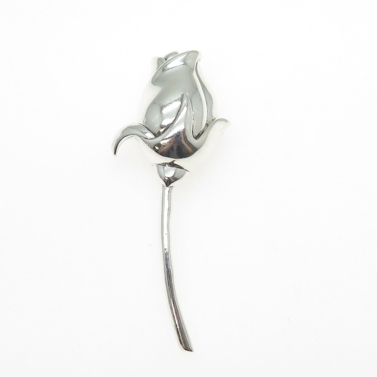 925 Sterling Silver Vintage Rose Flower Pin Brooch