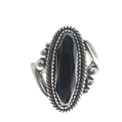 WHEELER MFG CO 925 Sterling Silver Vintage Hematite Gem Twisted Ring Size 6.5