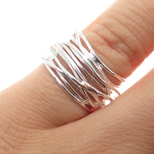 925 Sterling Silver Vintage Modernist Nest Ring Size 5.5