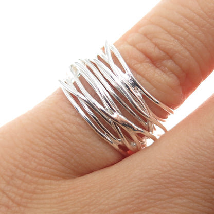 925 Sterling Silver Vintage Modernist Nest Ring Size 5.5