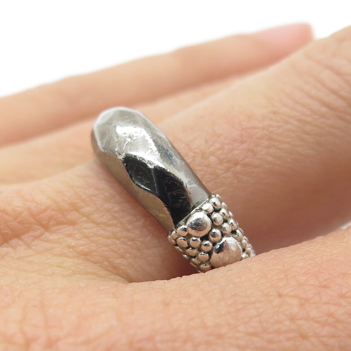 MICHAEL DAWKINS 925 Sterling Silver Granulated Oxidized Ring Size 8
