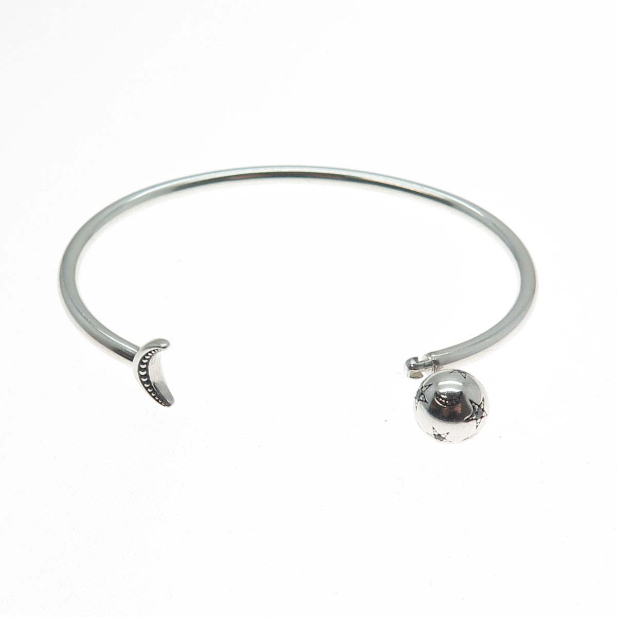 PANDORA Sterling Silver Crescent & Star Screw-Off Ball Adjustable Bracelet 6.75"