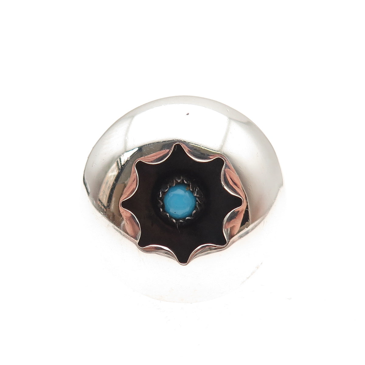 Old Pawn Sterling Silver Vintage Southwestern Turquoise Shadow Box Ring Size 5
