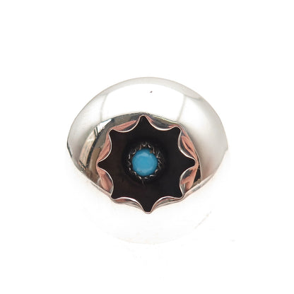 Old Pawn Sterling Silver Vintage Southwestern Turquoise Shadow Box Ring Size 5