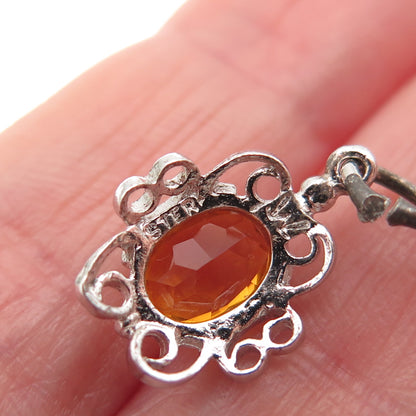 925 Sterling Silver Vintage Rhinestone Ornate Mini Charm Pendant