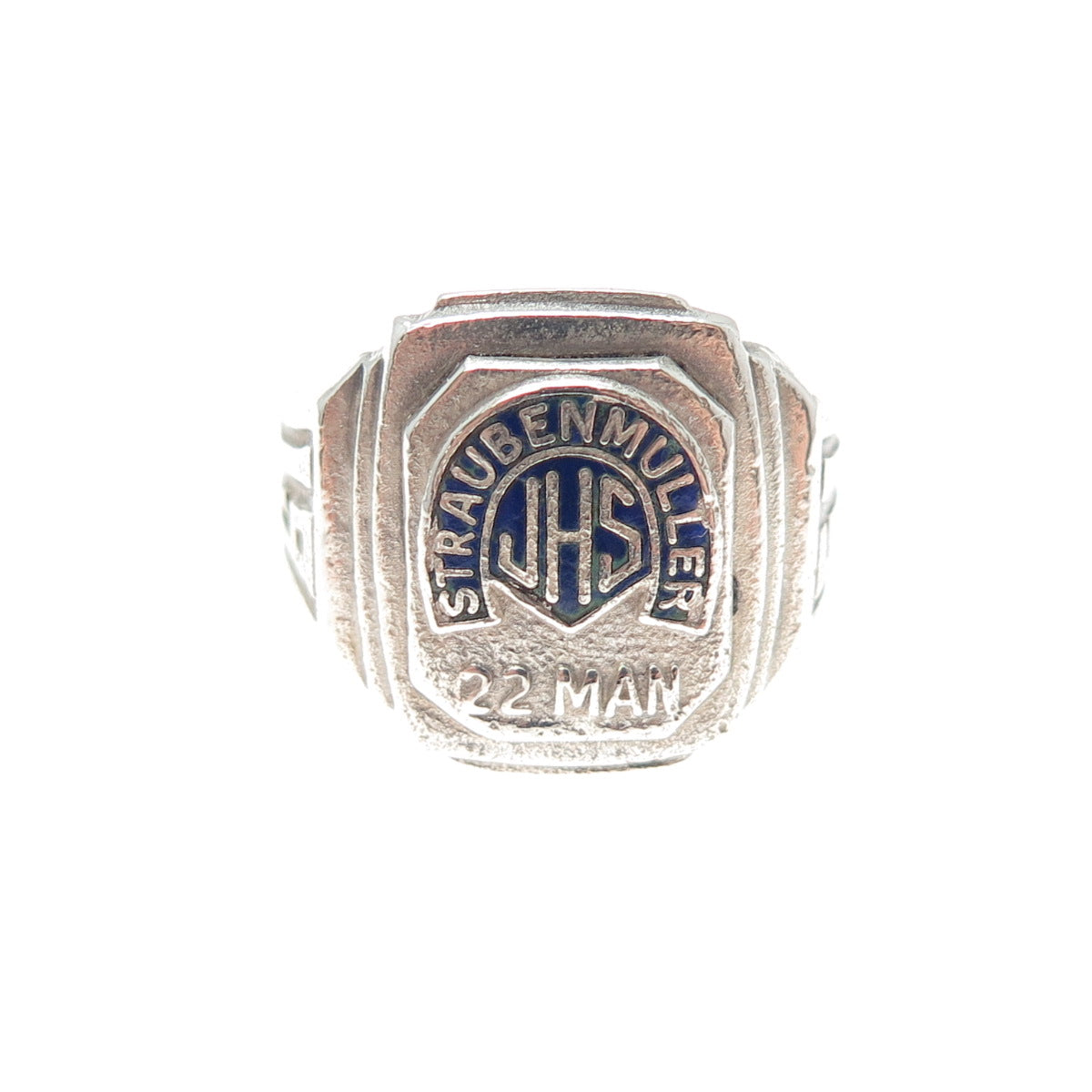 925 Sterling Silver Vintage 1961 Enamel Straubenmuller JH School Ring Size 8.25