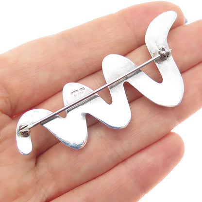 BARRA 925 Sterling Silver Vintage Modernist Zig Zag Pin Brooch