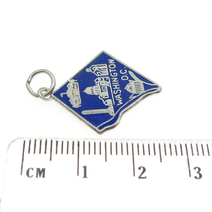 925 Sterling Silver Vintage Enamel "Washington D.C." Charm Pendant