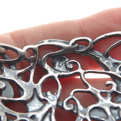 CAROLYN POLLACK Sterling Silver Vintage Swirl Modernist Adjustable Bracelet 6.5"