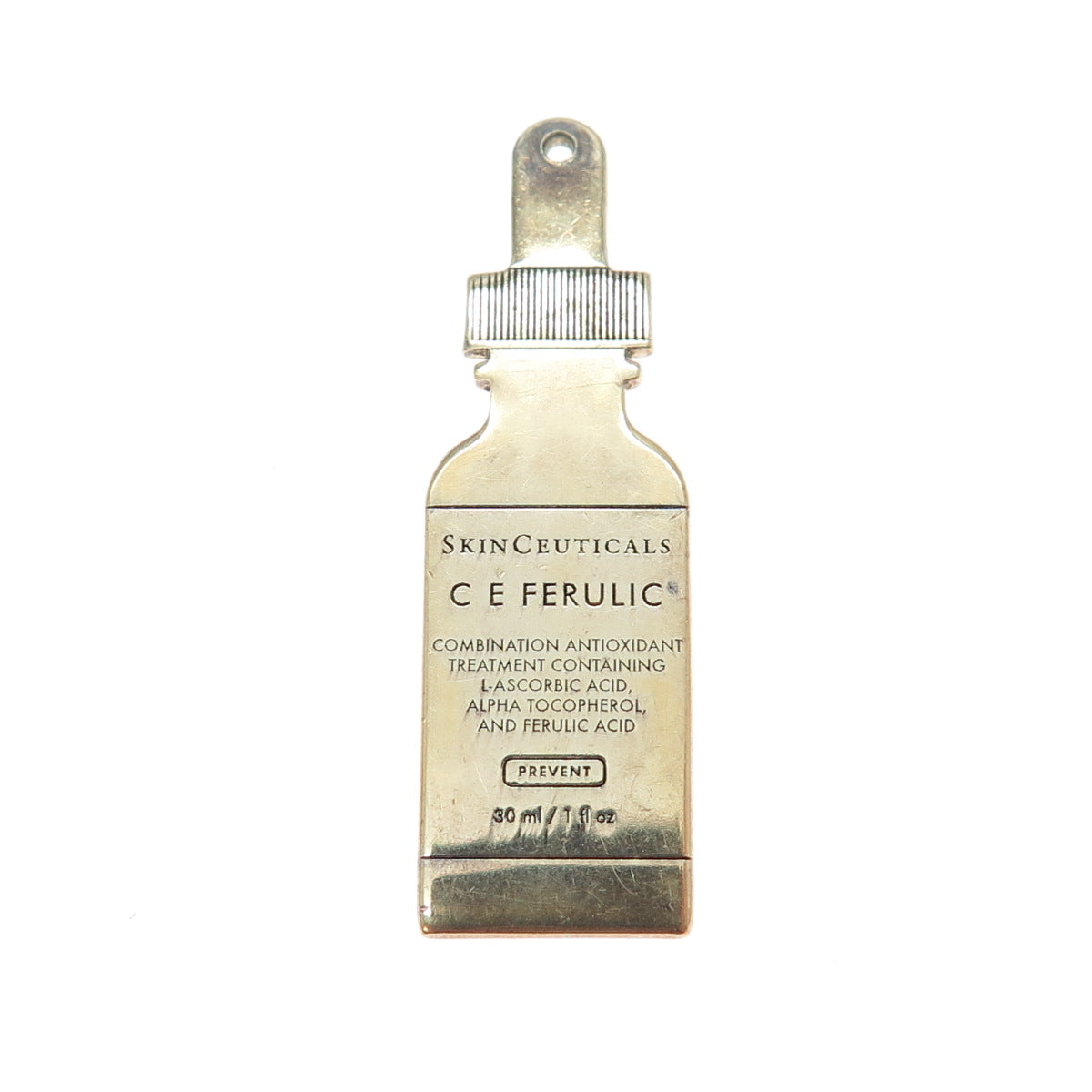 925 Sterling Silver Gold Plated Vintage SkinCeuticals C E Ferulic Tag Pendant