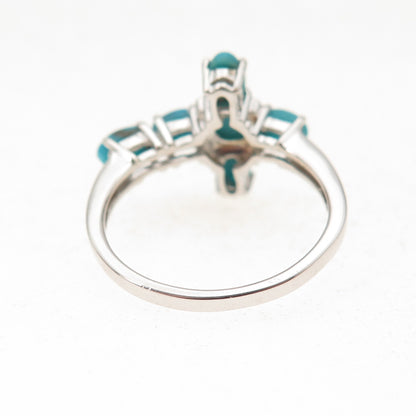 925 Sterling Silver Real Sleeping Beauty Turquoise Cross Ring Size 8