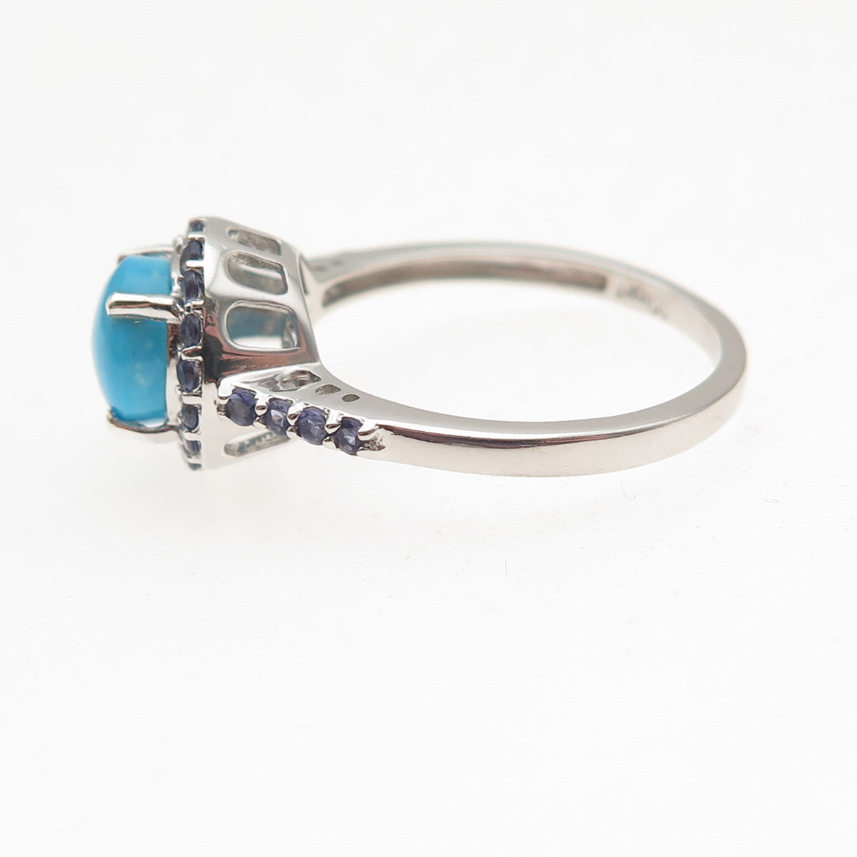 Chuck Clemency 925 Sterling Silver Real Turquoise & Tanzanite Ring Size 8.25