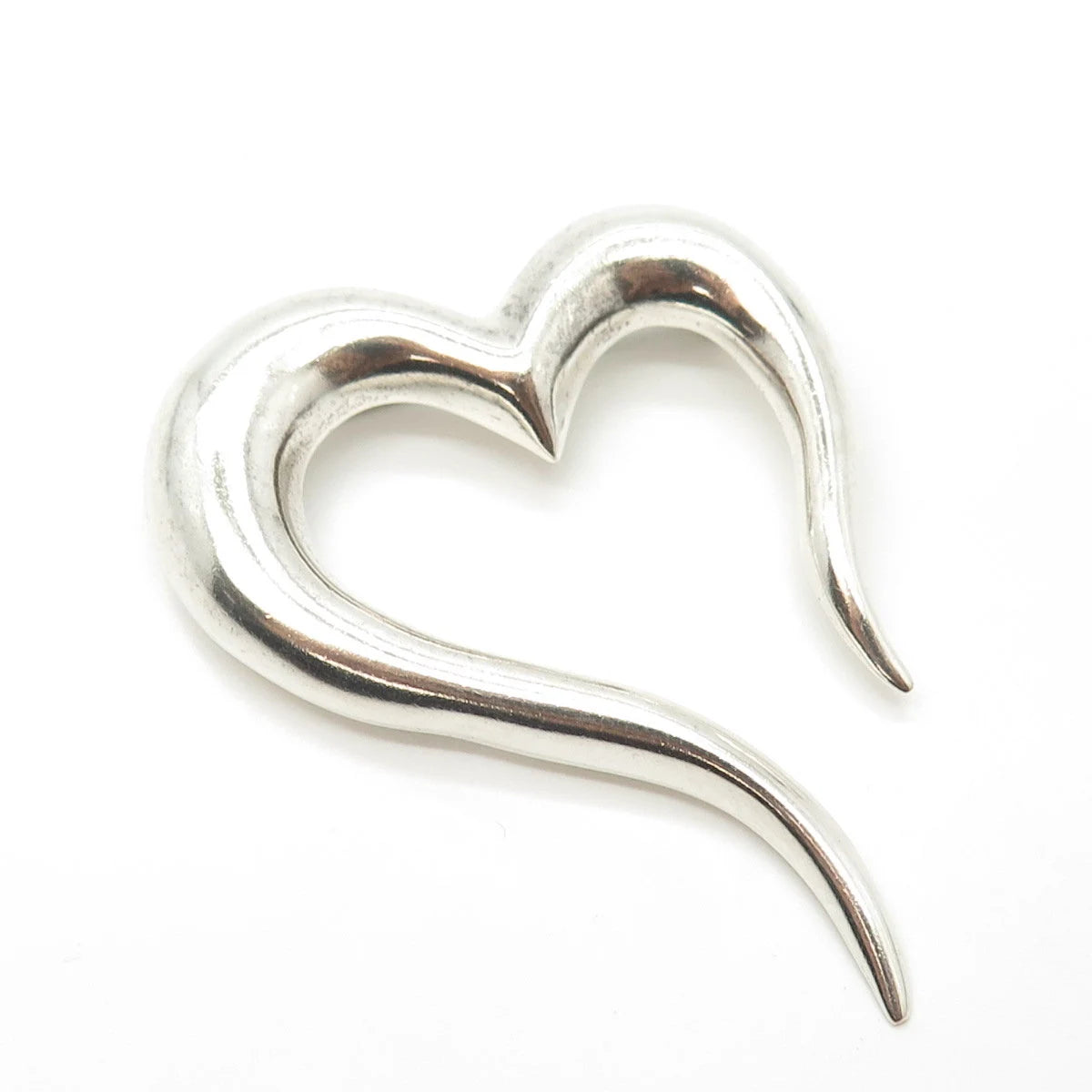 925 Sterling Silver Vintage Mexico Open Heart Pin Brooch