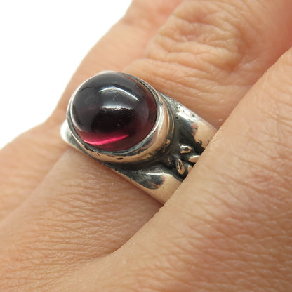 GOTH TLRG 925 Sterling Silver Vintage Real Tourmaline Gemstone Ring Size 7.5
