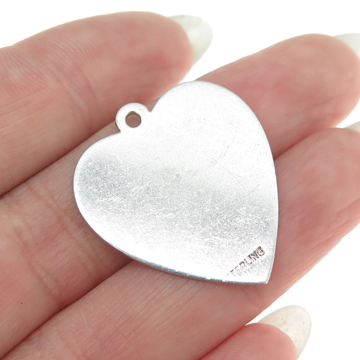 925 Sterling Silver Vintage "Happy Birthday" Engraved Heart Pendant