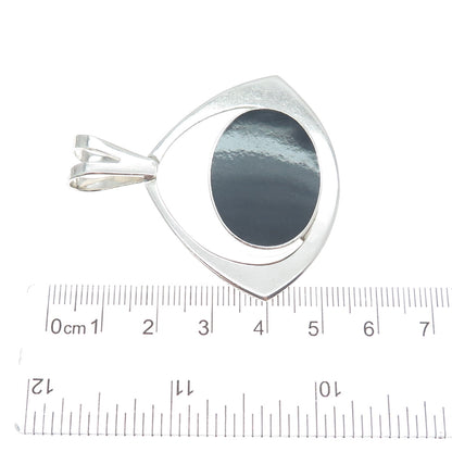 ATI ANNIKA WITT Sterling Silver Vintage Mexico Real Black Onyx Modernist Pendant