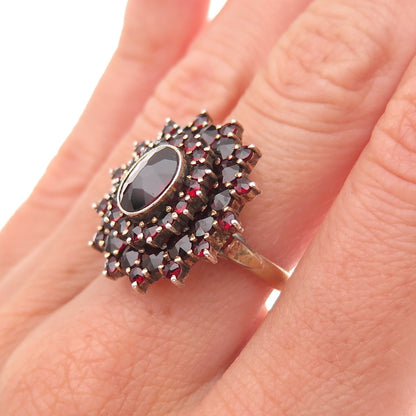 900 Silver Gold Filled Antique Czechia Real Bohemian Garnet Ring Size 6