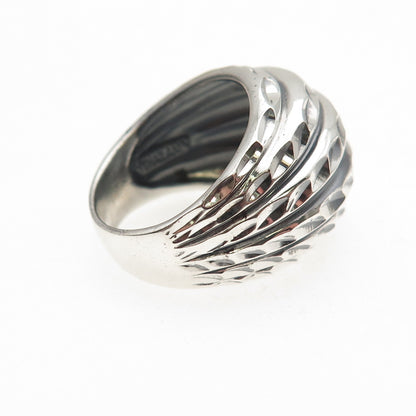 Chapal Zenray 925 Sterling Silver Vintage Modernist Ribbed Oxidized Ring Size 7