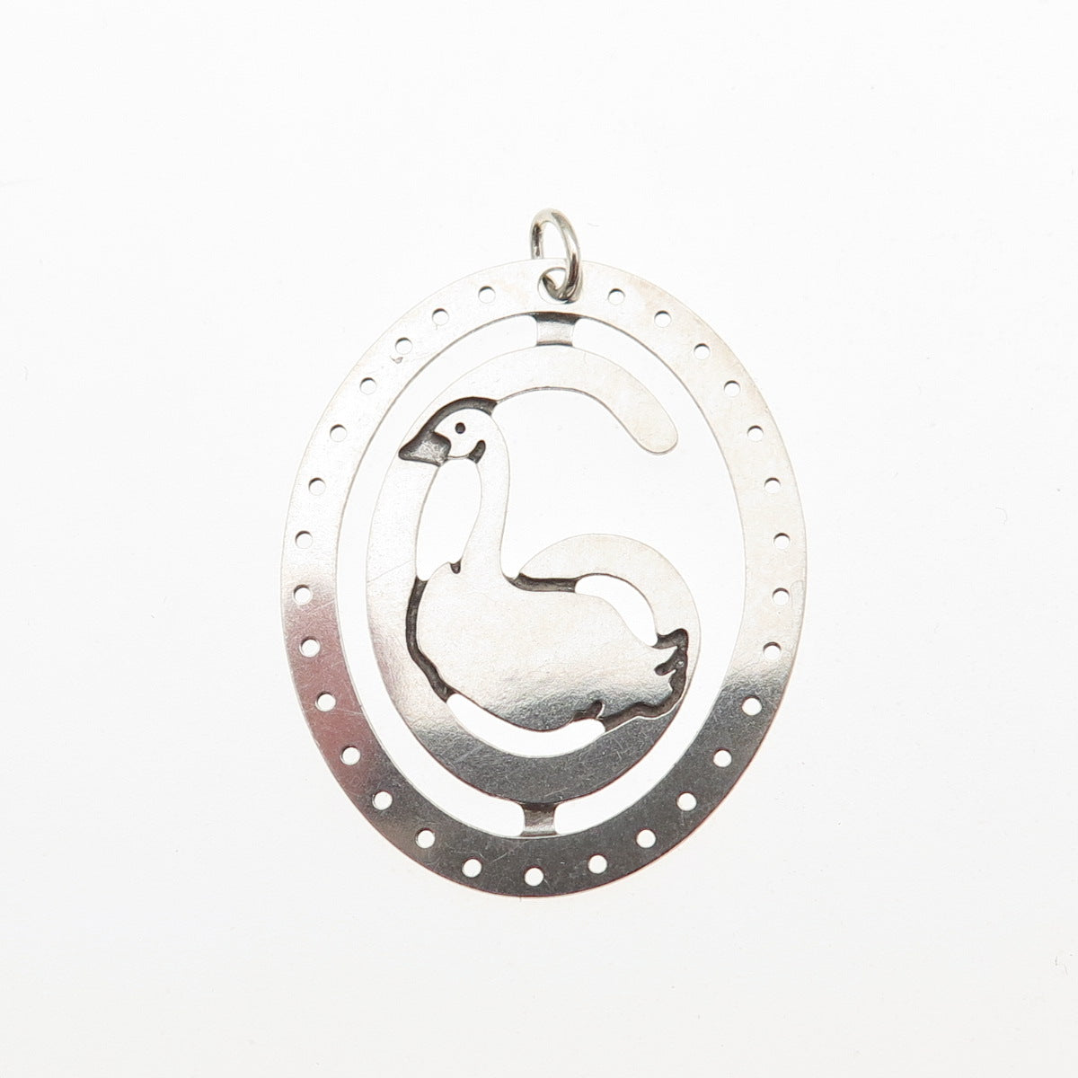 925 Sterling Silver Vintage Number 6 Duck Charm Pendant