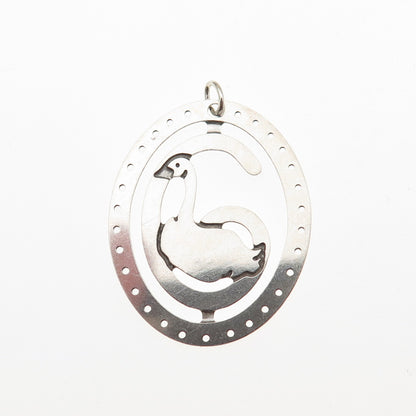 925 Sterling Silver Vintage Number 6 Duck Charm Pendant