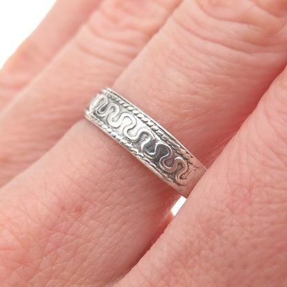 925 Sterling Silver Vintage Zig Zag Oxidized Band Ring Size 9