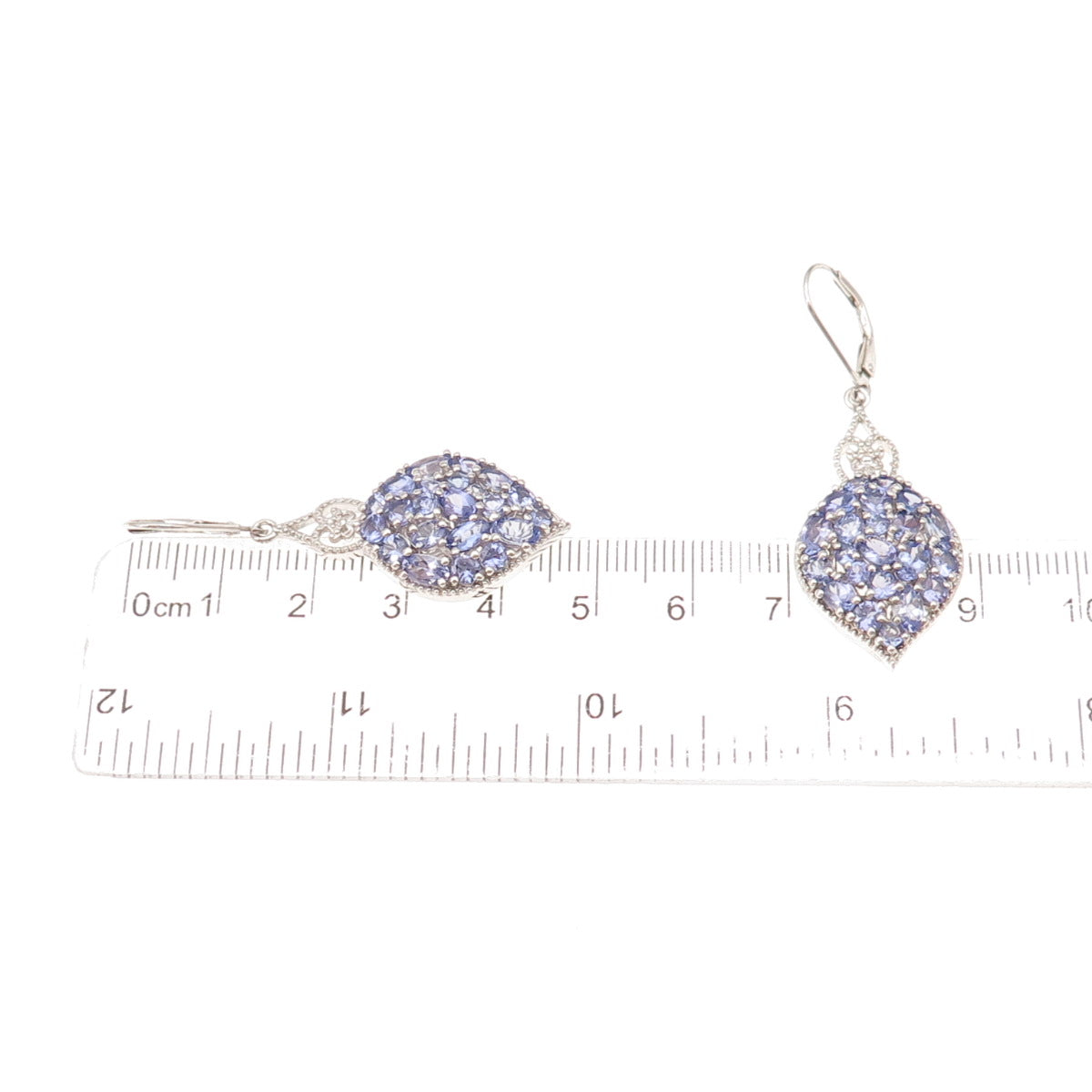 Chuck Clemency 925 Sterling Silver Real Tanzanite Dangle Earrings
