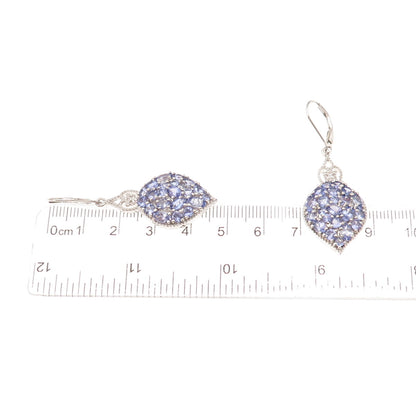 Chuck Clemency 925 Sterling Silver Real Tanzanite Dangle Earrings