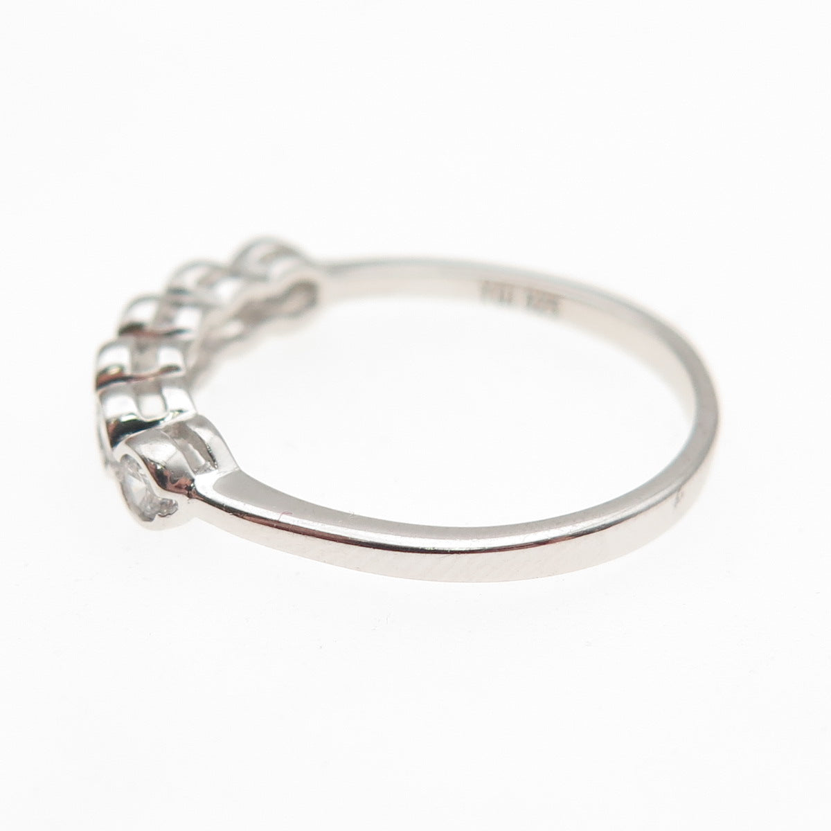 925 Sterling Silver Round-Cut C Z Half Eternity Band Ring Size 7.25