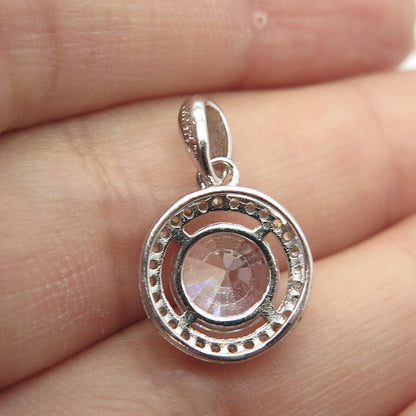 925 Sterling Silver Round-Cut C Z Pendant