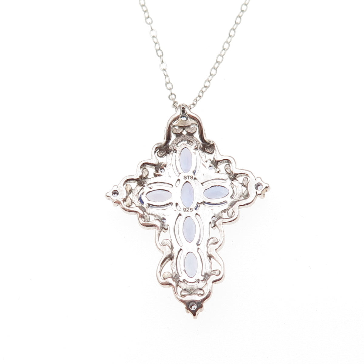 Chuck Clemency 925 Sterling Silver Real Tanzanite Cross Cable Chain Necklace 20"