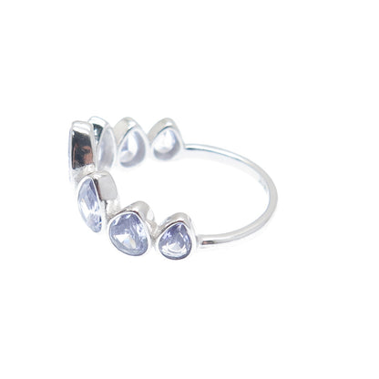 BOMB PARTY 925 Sterling Silver Real Pear-Cut Tanzanite Gemstone Ring Size 7.5