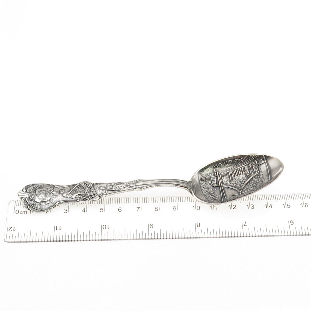 Mechanics 925 Sterling Silver Antique Art Deco Eagle Gate Utah Coffee Spoon
