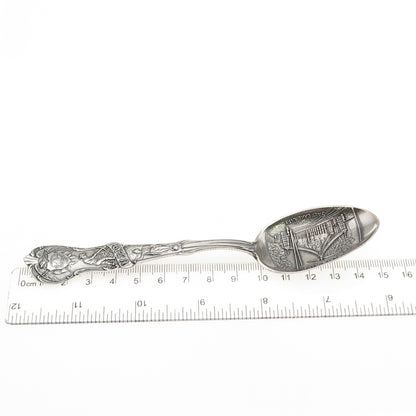 Mechanics 925 Sterling Silver Antique Art Deco Eagle Gate Utah Coffee Spoon