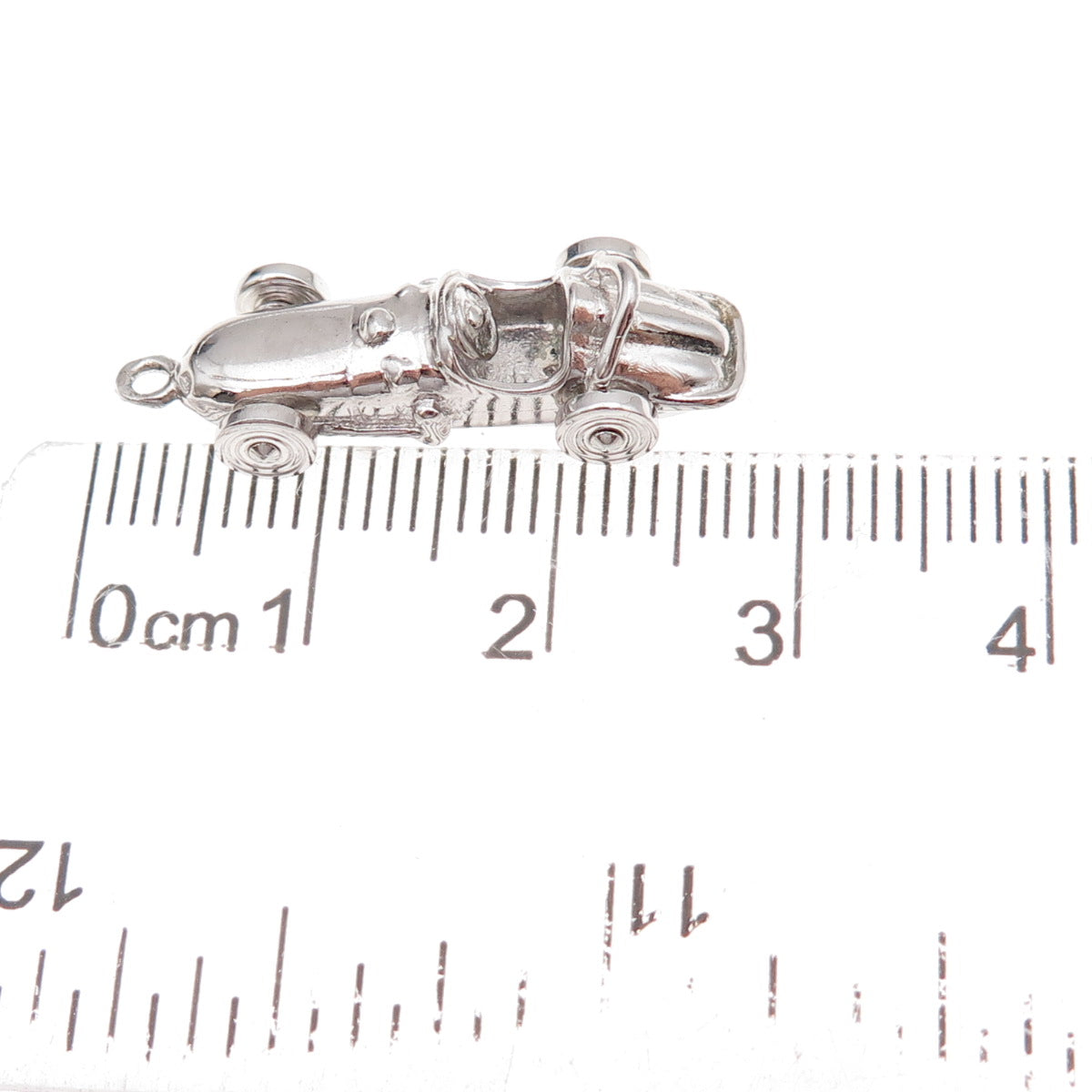 925 Sterling Silver Vintage Race Car 3D Charm Pendant
