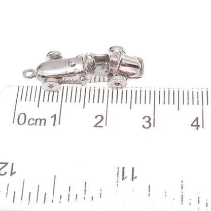 925 Sterling Silver Vintage Race Car 3D Charm Pendant
