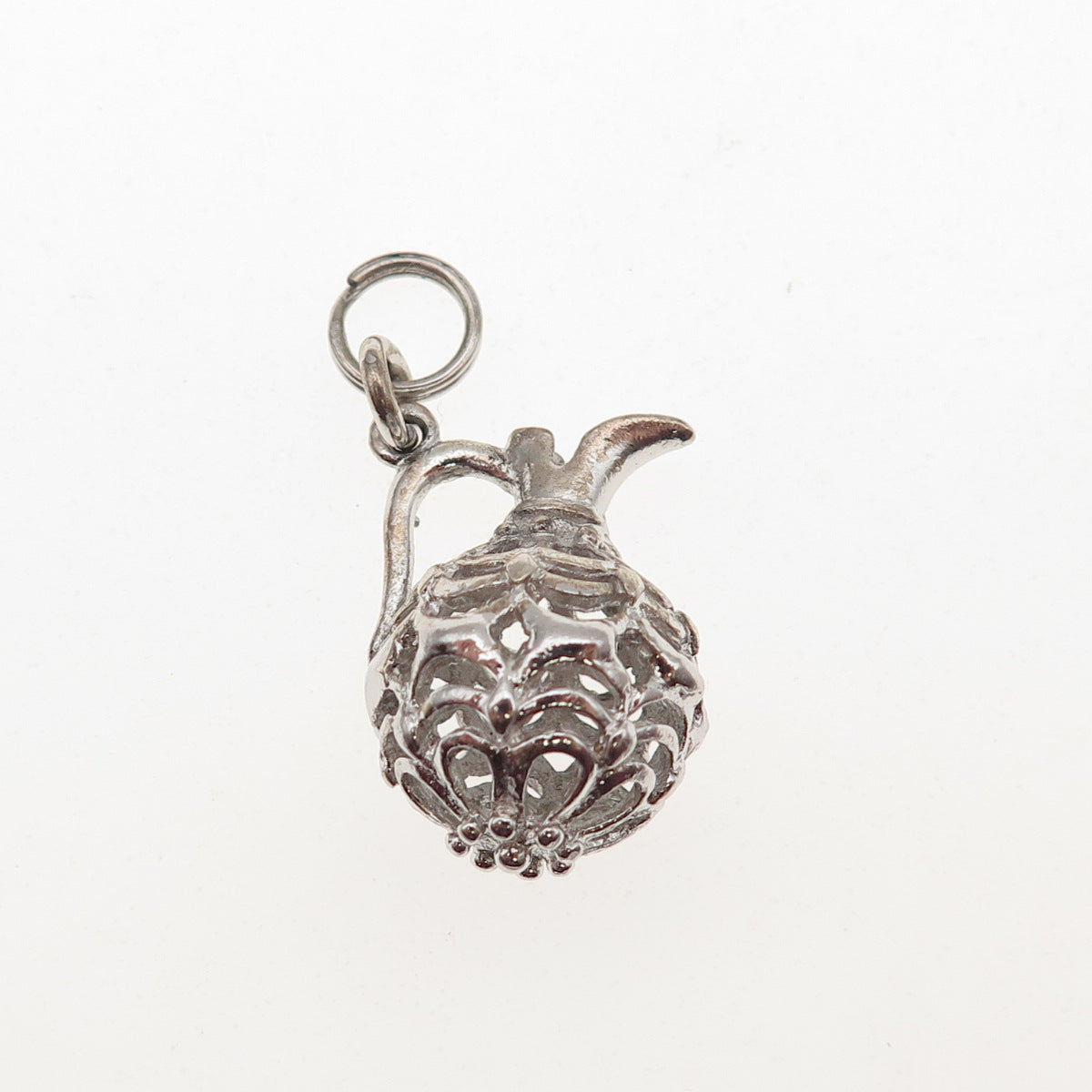 925 Sterling Silver Vintage Ornate Jug 3D Mini Charm Pendant