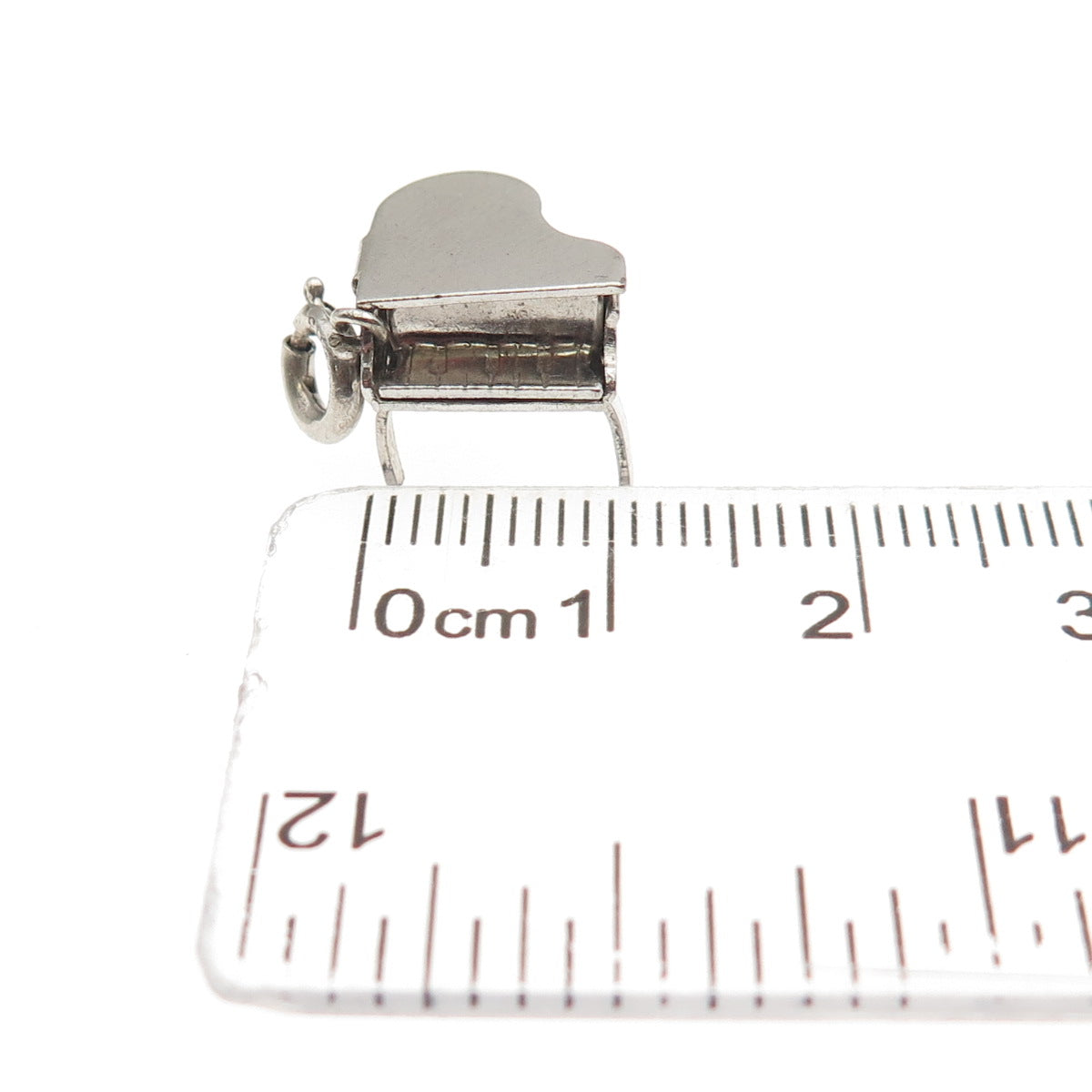 JEWELART Sterling Antique Art Deco Grand Piano Spring Ring Mini Locket Pendant