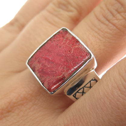 PHLD PlayHardLookDope 925 Sterling Silver Real Coral Ring Size 10.75