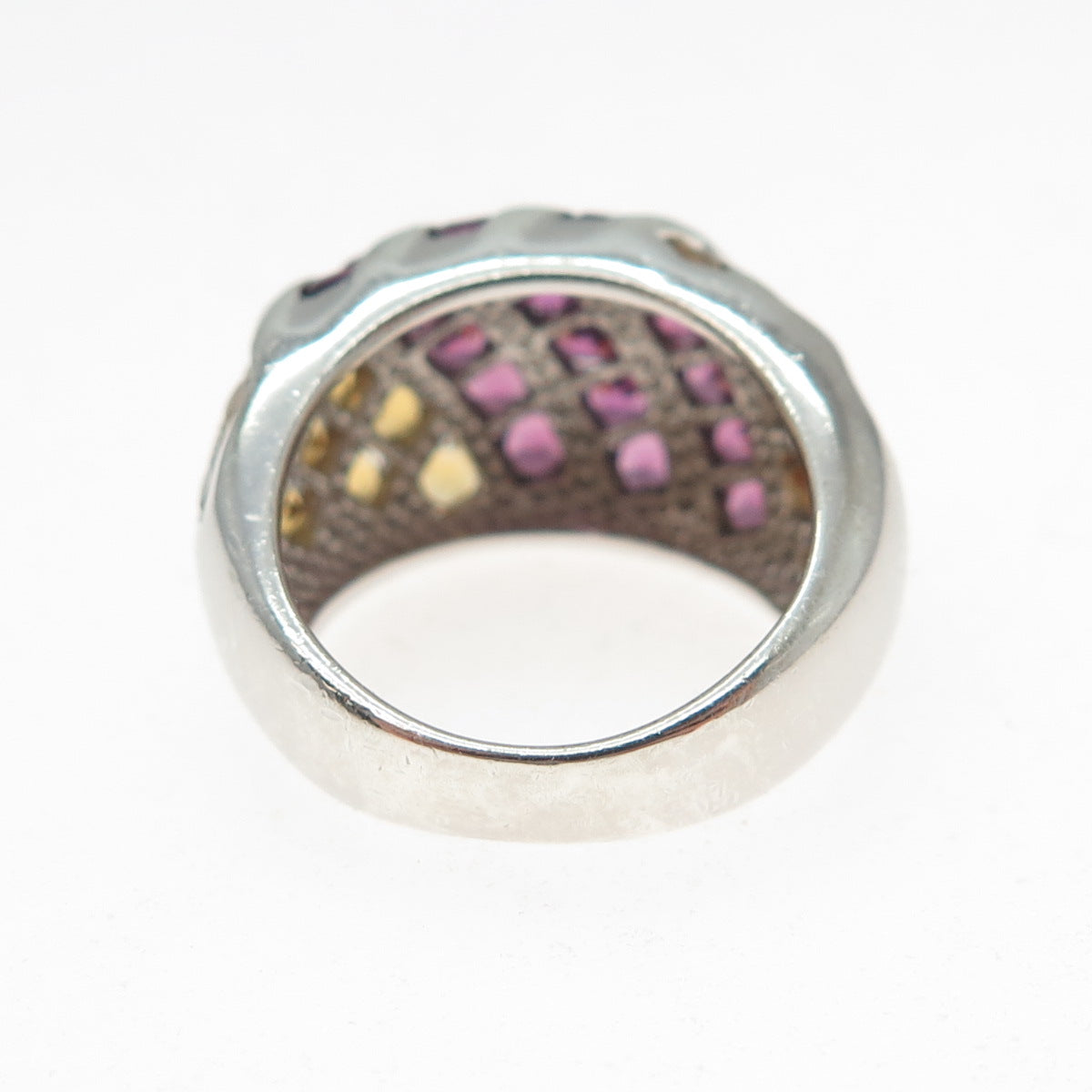 SLV SADYE L VASSIL Sterling Silver Real Amethyst & Citrine Dome Ring Size 5.25