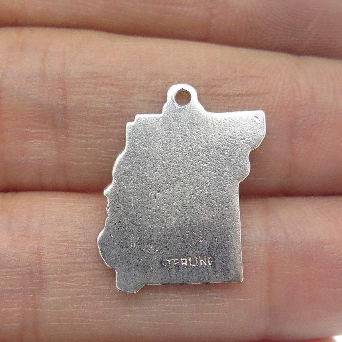 925 Sterling Silver Vintage Enamel Missouri State Map Minimalist Charm Pendant