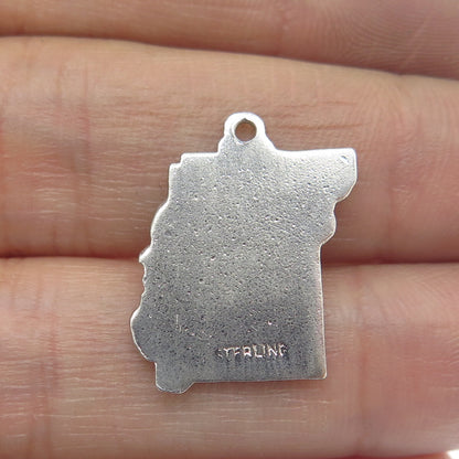 925 Sterling Silver Vintage Enamel Missouri State Map Minimalist Charm Pendant