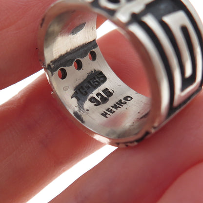 925 Sterling Silver Vintage Mexico Spiral Oxidized Band Ring Size 7.25