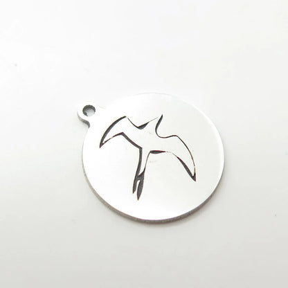 925 Sterling Silver USA Two In Town Flying Bird Charm Pendant