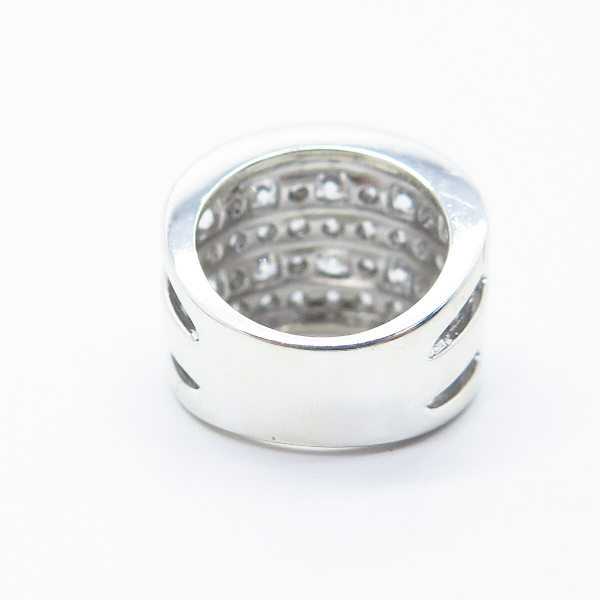 925 Sterling Silver Pave C Z Wide Ring Size 5.25