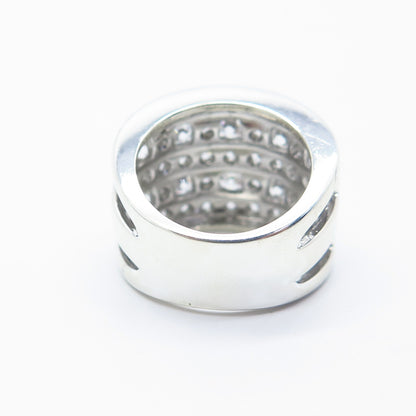 925 Sterling Silver Pave C Z Wide Ring Size 5.25
