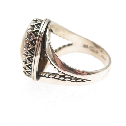 Carolyn Pollack 925 Sterling Silver Vintage Real MOP Crown Oxidized Ring Size 10